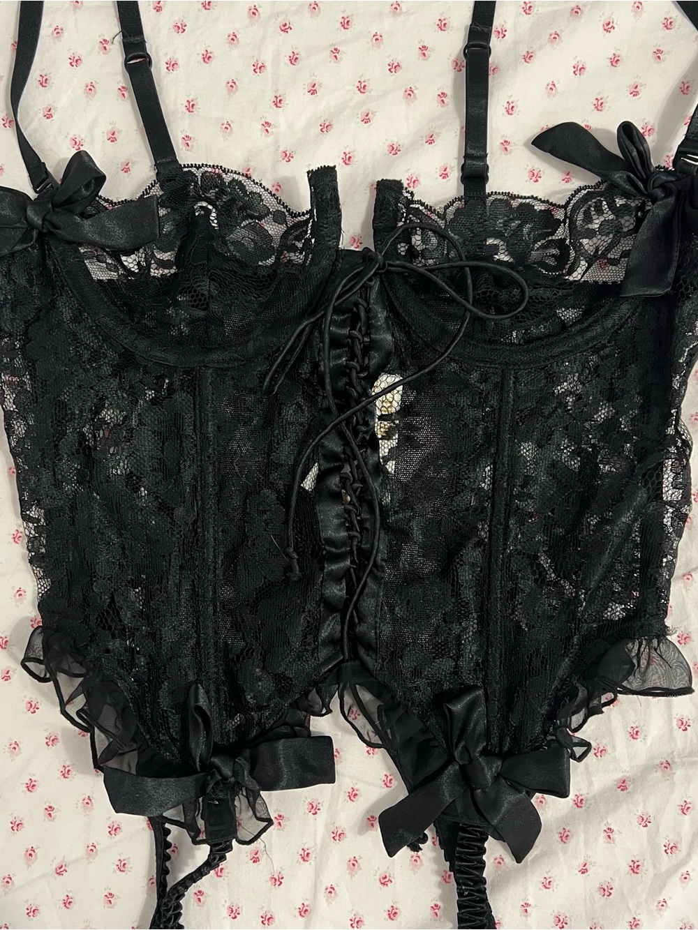 Vintage Victoria's Secret Black Lace Bustier Corset 32B - Picture 2 of 5